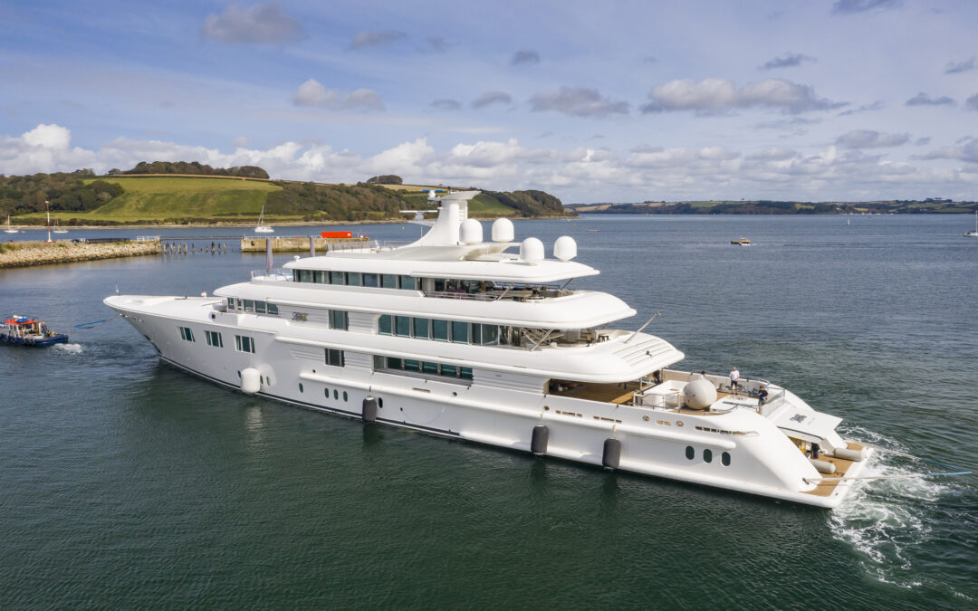 Newly extended 74.5m Lady E launches at Pendennis following major refit project